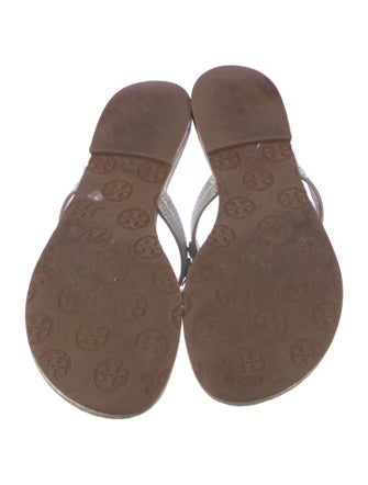 Tory Burch Leather Animal Print Flip Flops
