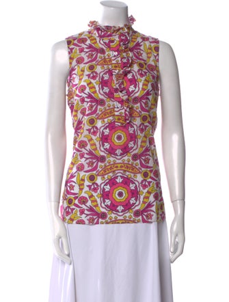 Tory Burch Printed Mock Neck Top