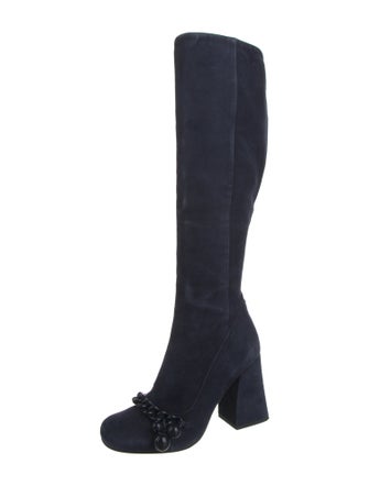 Tory Burch Suede Chain-Link Accents Boots