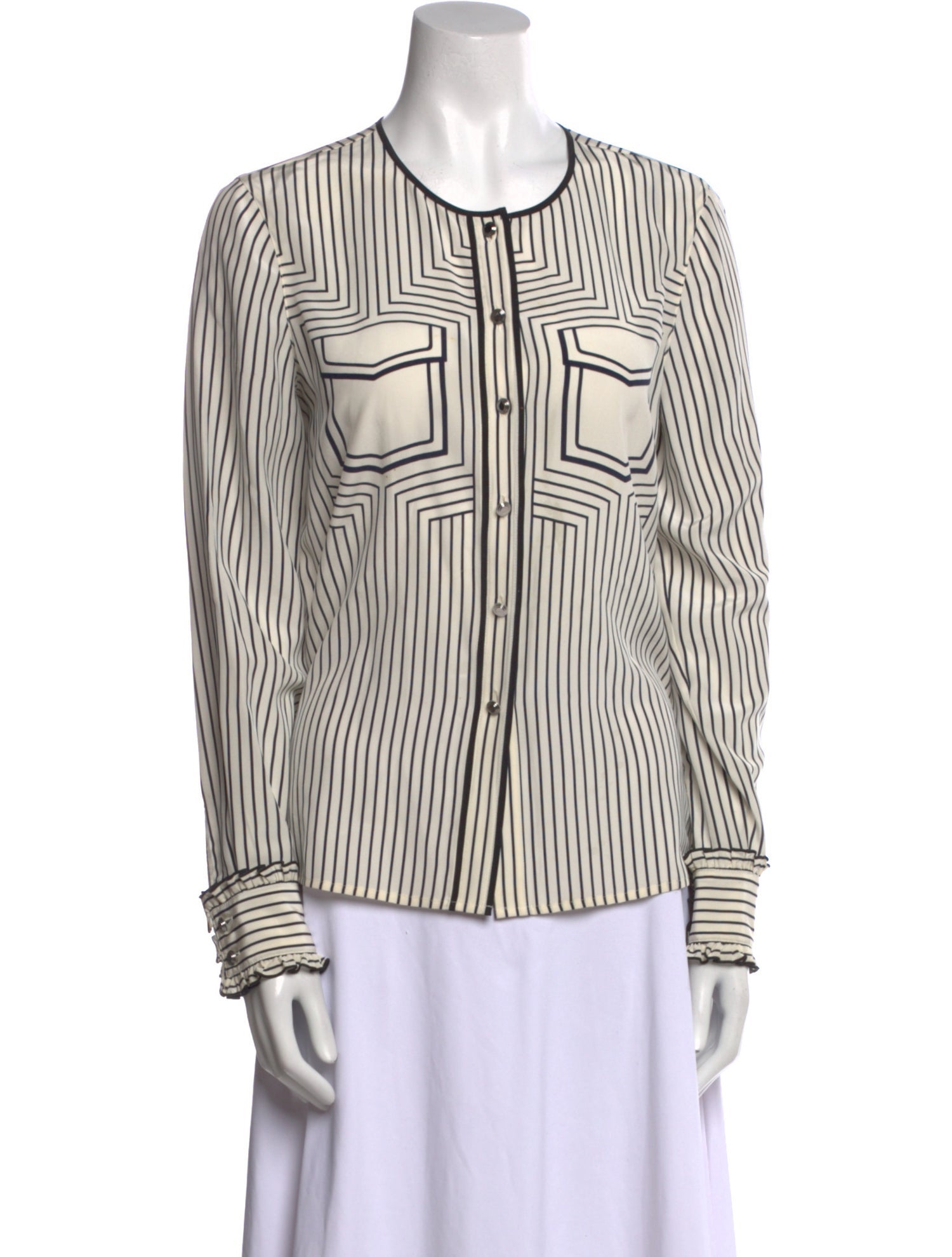Tory Burch Silk Striped Button-Up Top