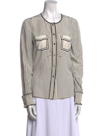 Tory Burch Silk Striped Button-Up Top