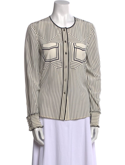 Tory Burch Silk Striped Button-Up Top