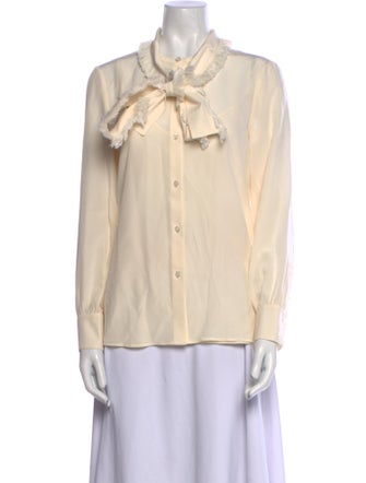 Tory Burch Silk Mock Neck Button-Up Top