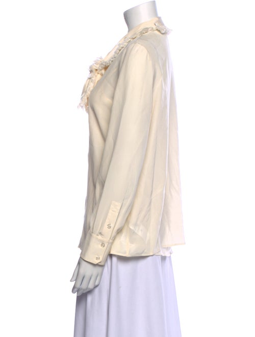 Tory Burch Silk Mock Neck Button-Up Top