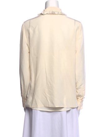 Tory Burch Silk Mock Neck Button-Up Top