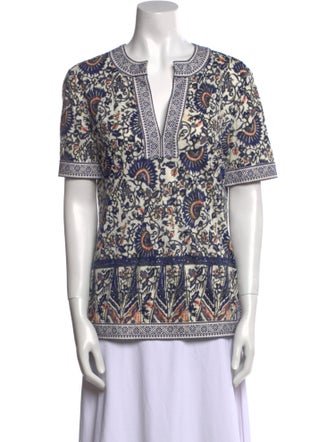 Tory Burch Linen Paisley Print Tunic