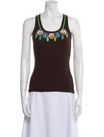 Tory Burch Graphic Print Scoop Neck Top