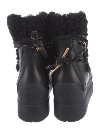 Tory Burch Leather Leather Trim Embellishment Combat Boots
