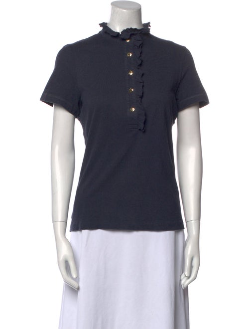 Tory Burch Mock Neck Short Sleeve Polo