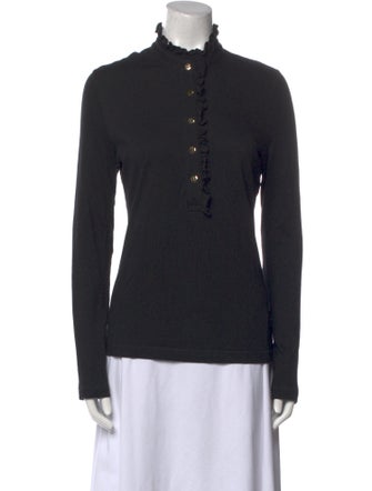 Tory Burch Mock Neck Long Sleeve Polo