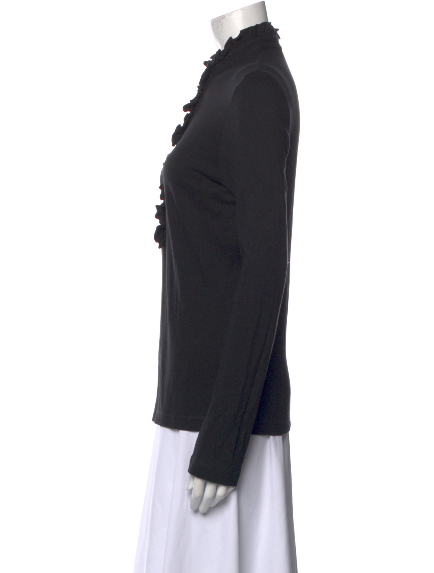 Tory Burch Mock Neck Long Sleeve Polo