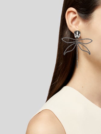 Tory Burch Crystal Embellished Articulated Dragonfly Drop Earrings