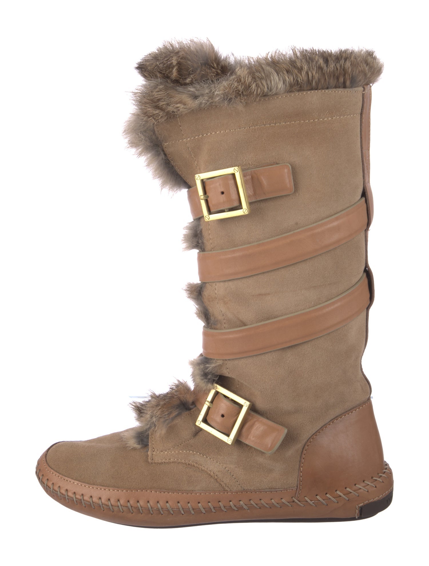 Tory Burch Suede Colorblock Pattern Lace-Up Boots