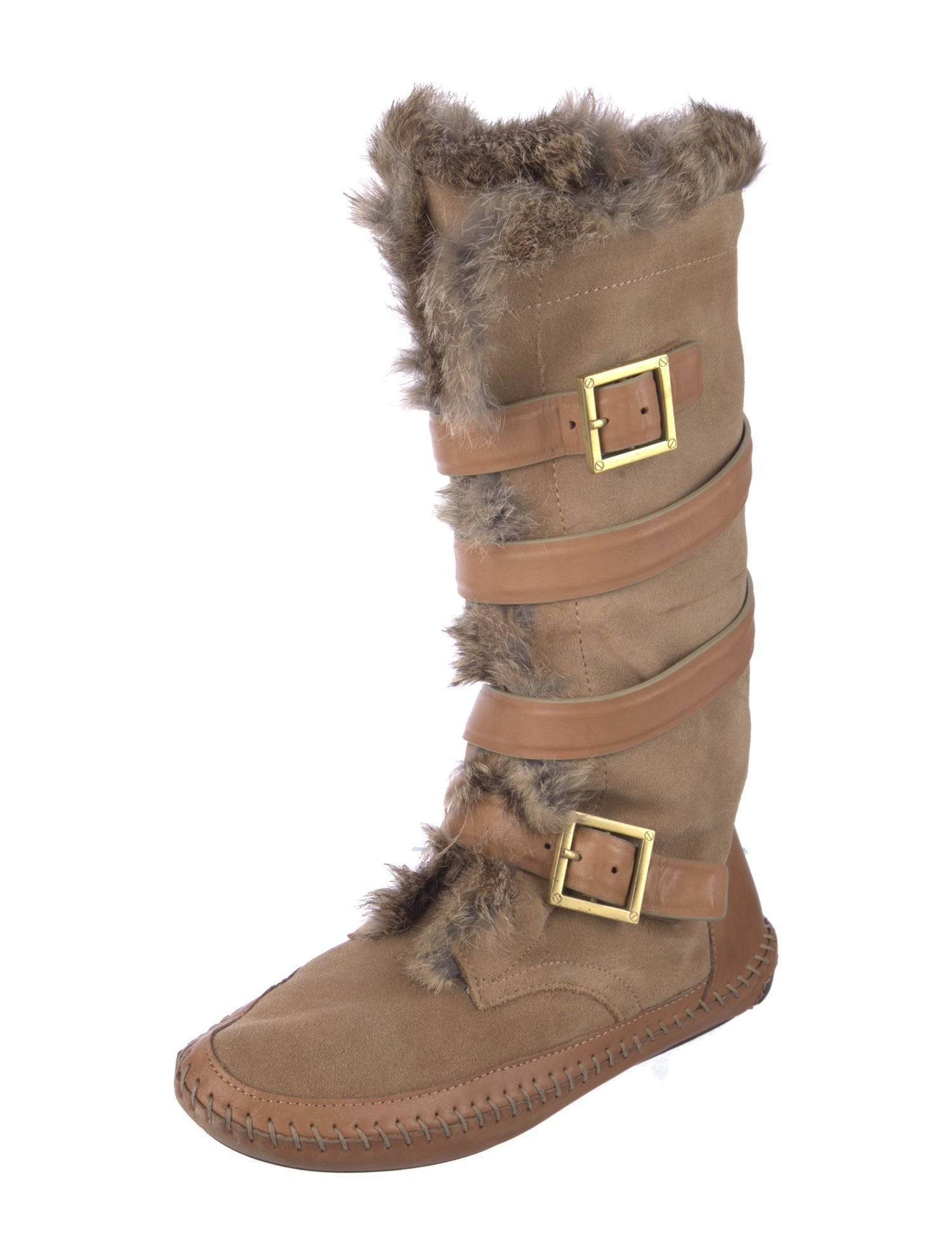 Tory Burch Suede Colorblock Pattern Lace-Up Boots