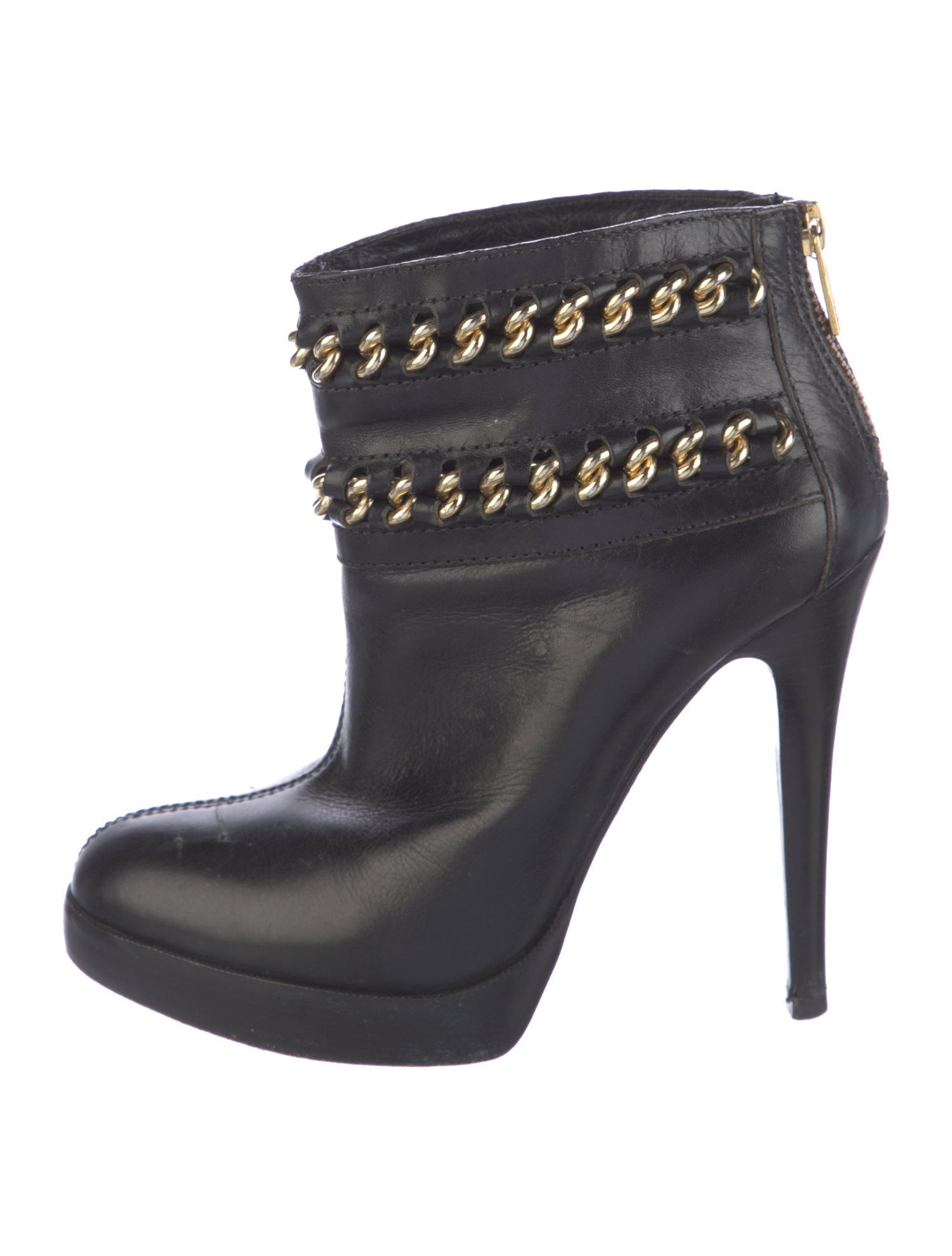 Tory Burch Leather Chain-Link Accents Boots