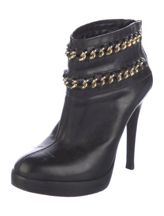 Tory Burch Leather Chain-Link Accents Boots