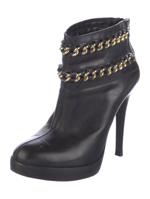 Tory Burch Leather Chain-Link Accents Boots