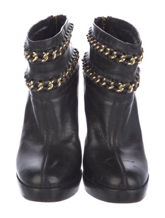 Tory Burch Leather Chain-Link Accents Boots
