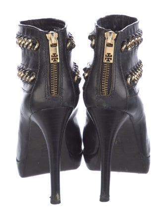Tory Burch Leather Chain-Link Accents Boots
