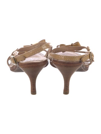 Tory Burch Patent Leather Bow Accents Slingback Sandals