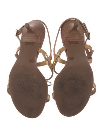 Tory Burch Patent Leather Bow Accents Slingback Sandals