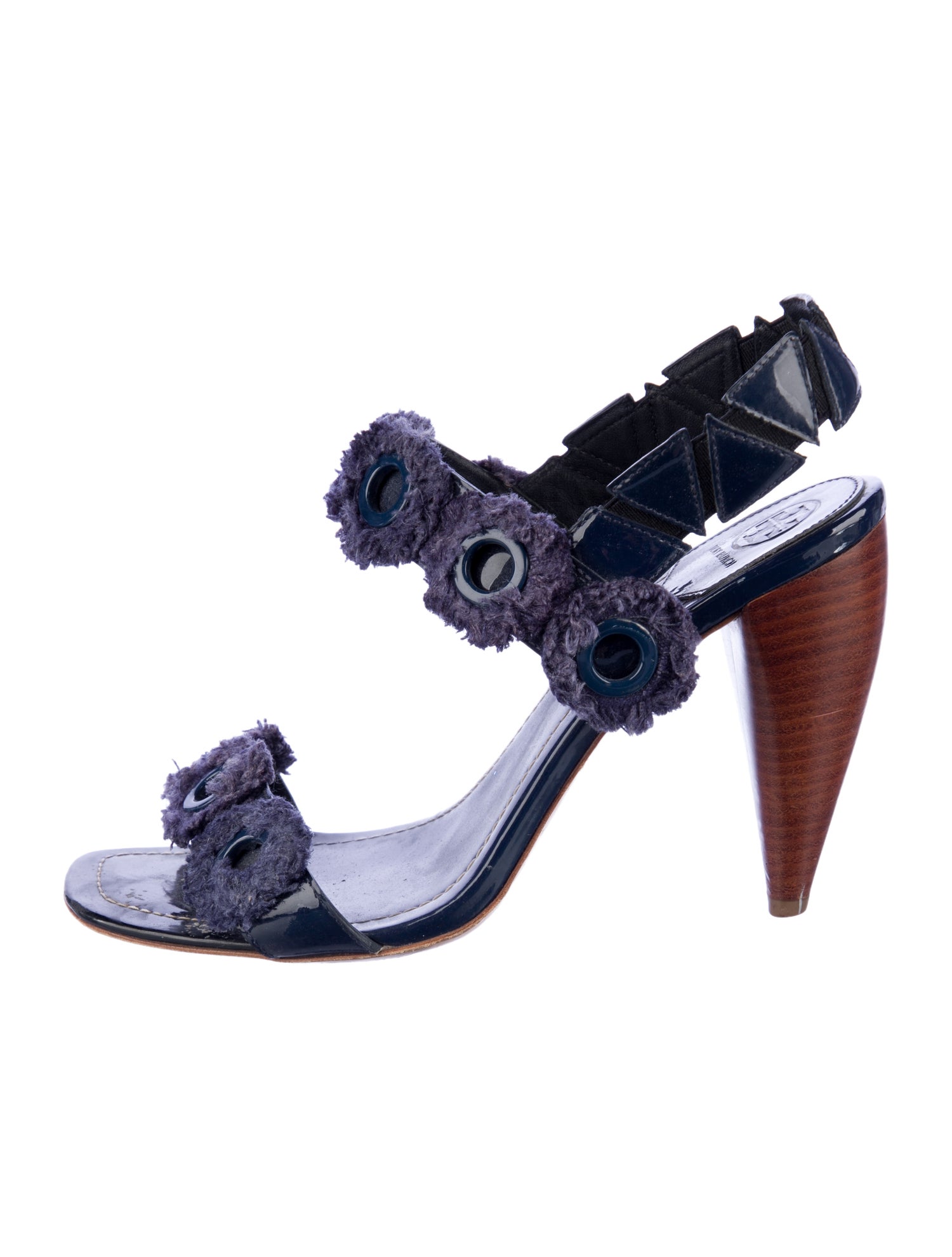 Tory Burch Patent Leather Raw-Edge Trim Slingback Sandals