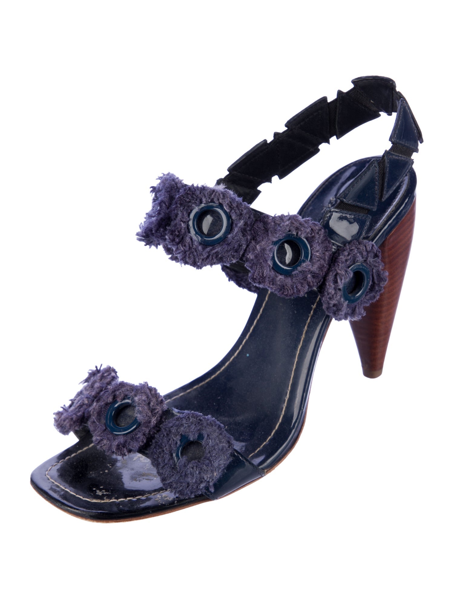 Tory Burch Patent Leather Raw-Edge Trim Slingback Sandals