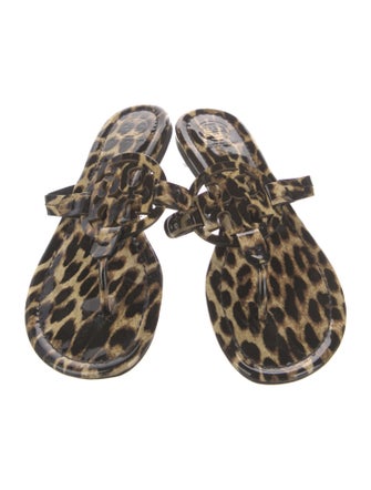 Tory Burch Leather Animal Print Flip Flops