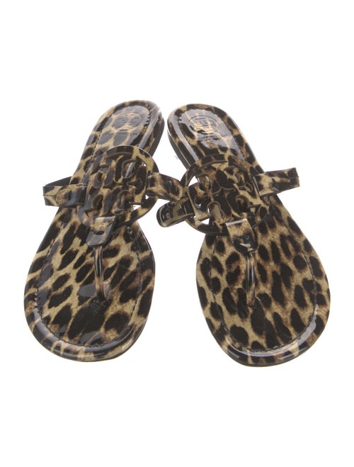Tory Burch Leather Animal Print Flip Flops