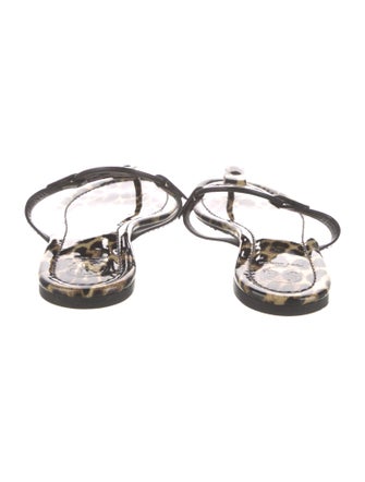 Tory Burch Leather Animal Print Flip Flops