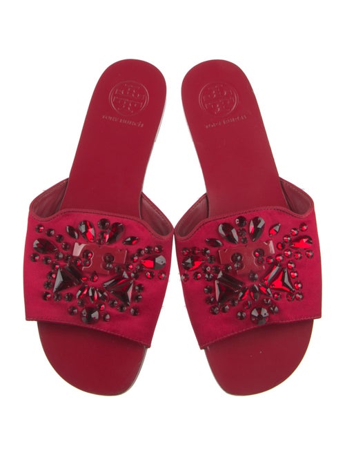 Tory Burch Satin Crystal Embellishments Slides