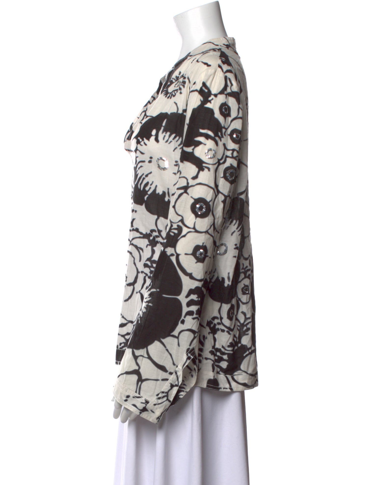 Tory Burch Floral Print V-Neck Blouse