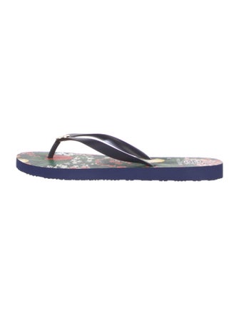 Tory Burch Rubber Floral Print Flip Flops
