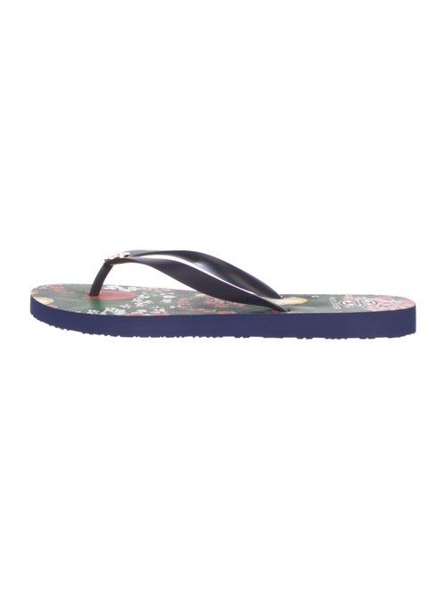 Tory Burch Rubber Floral Print Flip Flops