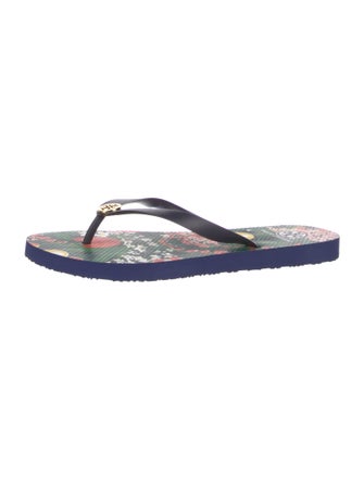 Tory Burch Rubber Floral Print Flip Flops