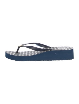 Tory Burch Rubber Plaid Print Flip Flops