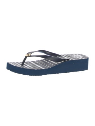 Tory Burch Rubber Plaid Print Flip Flops