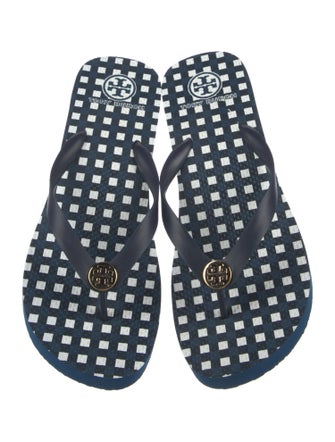 Tory Burch Rubber Plaid Print Flip Flops