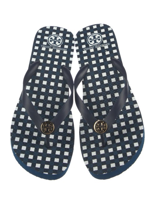 Tory Burch Rubber Plaid Print Flip Flops