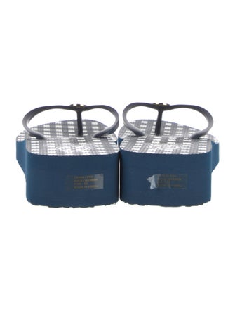 Tory Burch Rubber Plaid Print Flip Flops