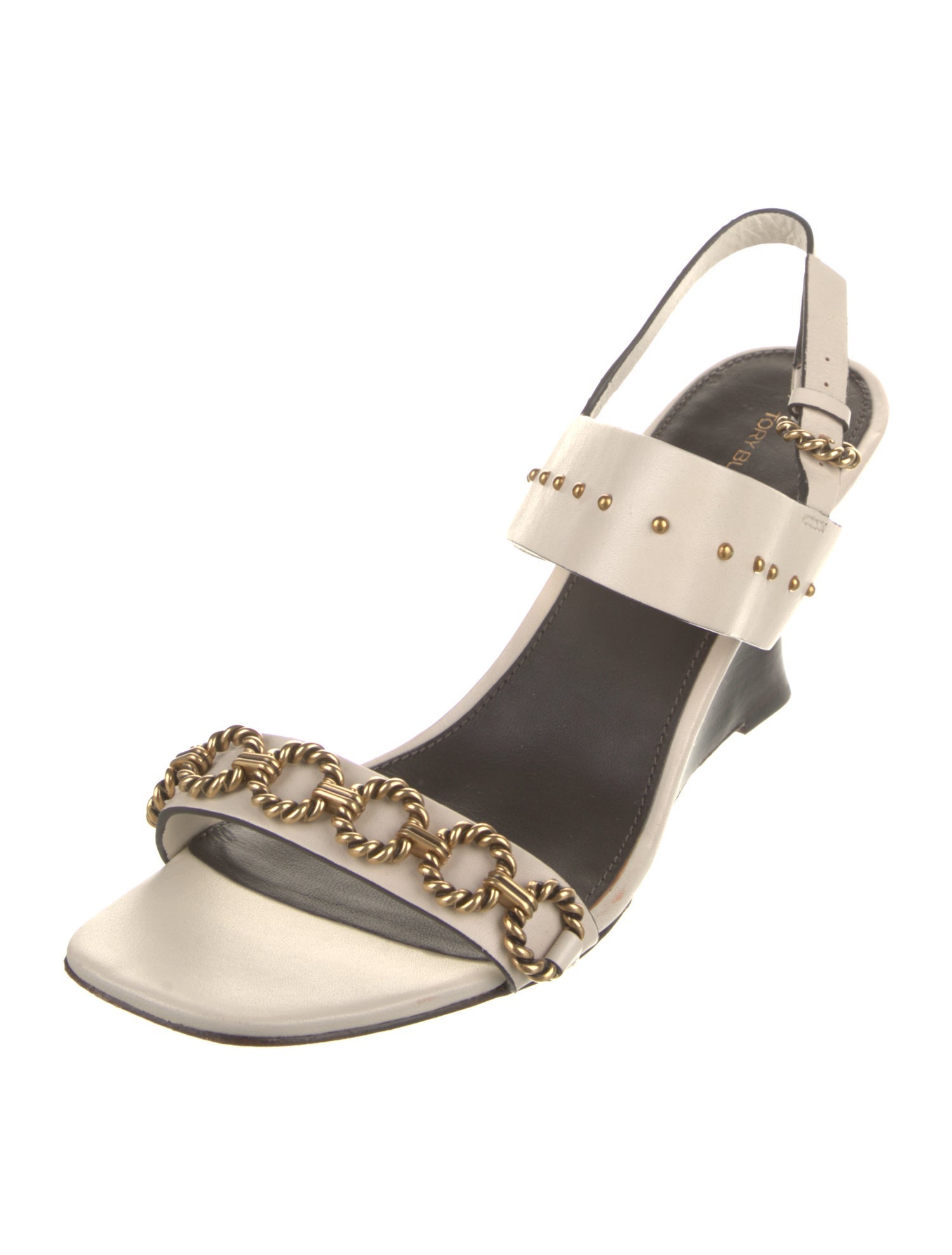 Tory Burch Leather Colorblock Pattern Slingback Sandals