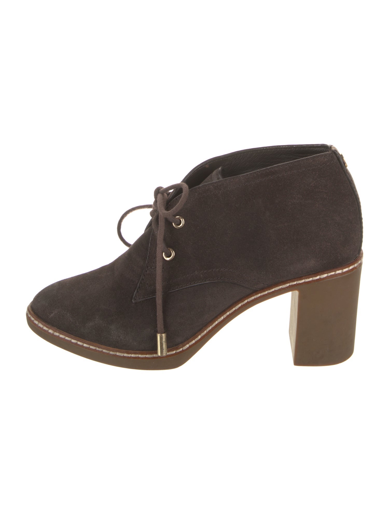 Tory Burch Suede Colorblock Pattern Lace-Up Boots