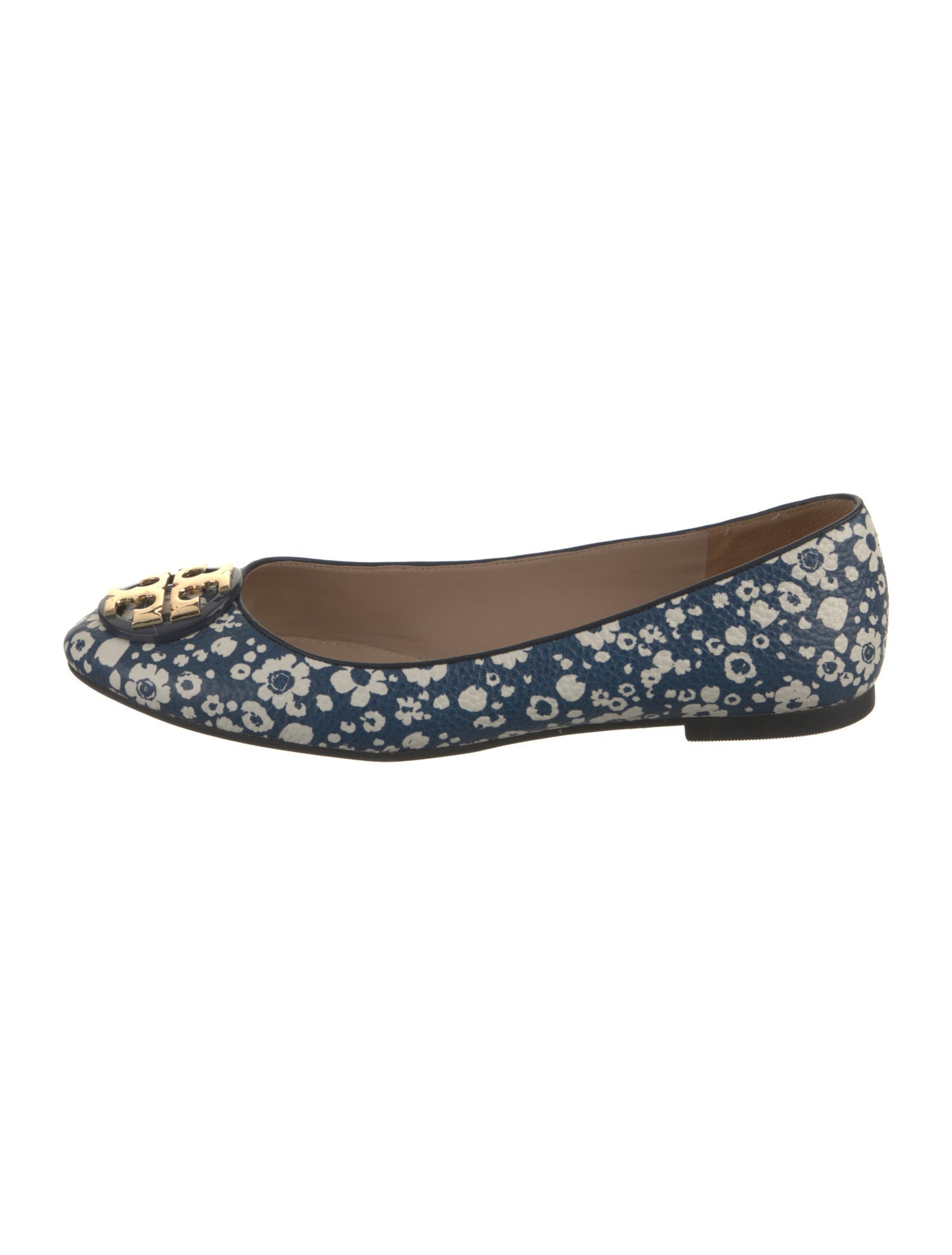 Tory Burch Leather Floral Print Flats