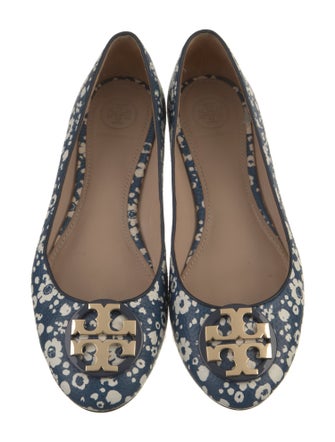Tory Burch Leather Floral Print Flats