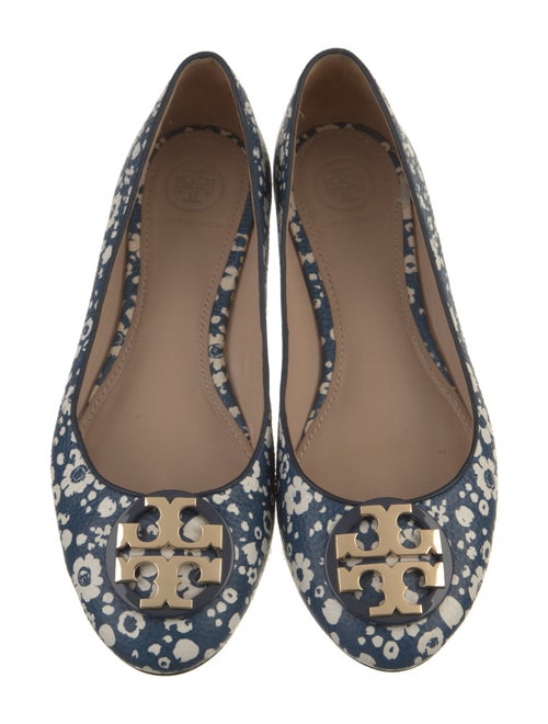 Tory Burch Leather Floral Print Flats