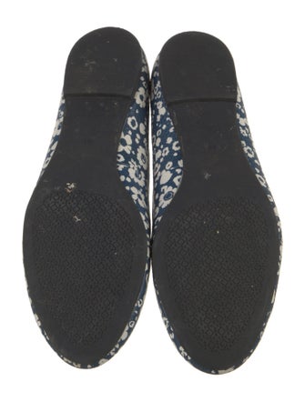 Tory Burch Leather Floral Print Flats
