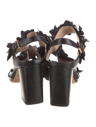 Tory Burch Leather Leather Trim Embellishment Slingback Sandals