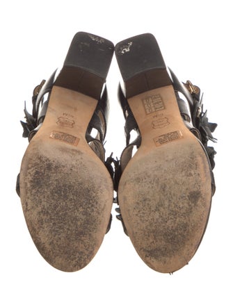 Tory Burch Leather Leather Trim Embellishment Slingback Sandals