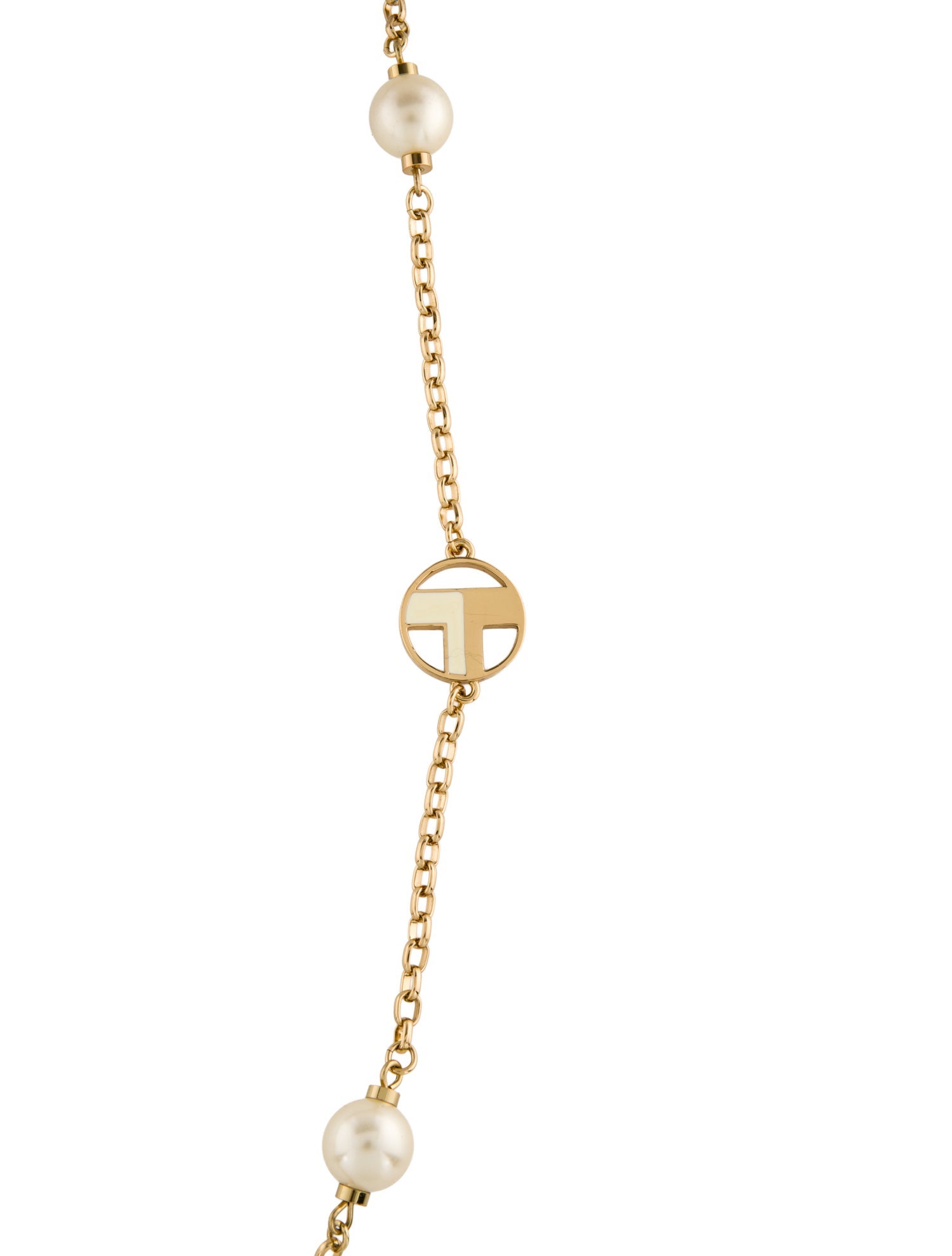 Tory Burch Enamel & Faux Pearl Station Necklace