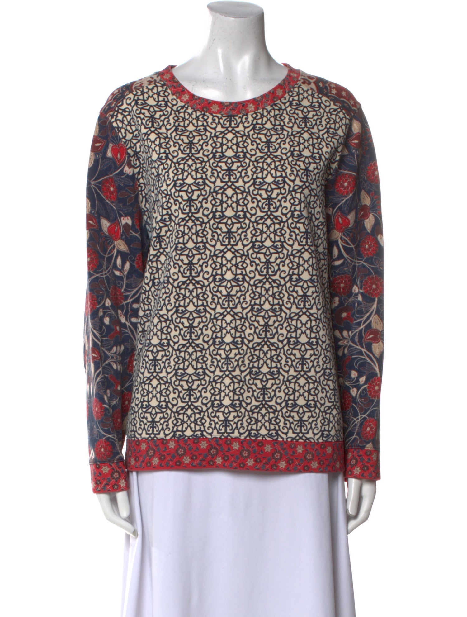 Tory Burch Printed Scoop Neck Sweatshirt